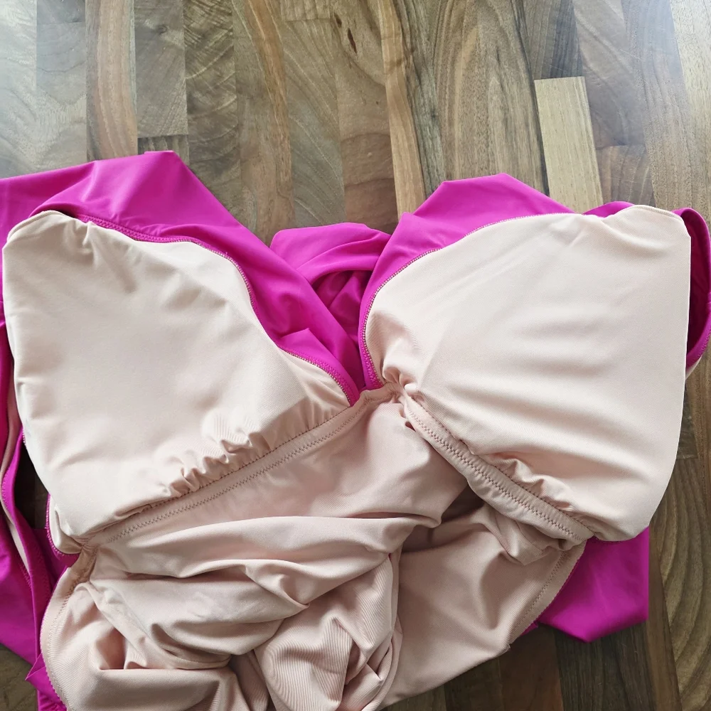 NWT J.Crew Ruched Ruffle One-Piece Swimsuit Radiant Fuchsia Size Plus 22